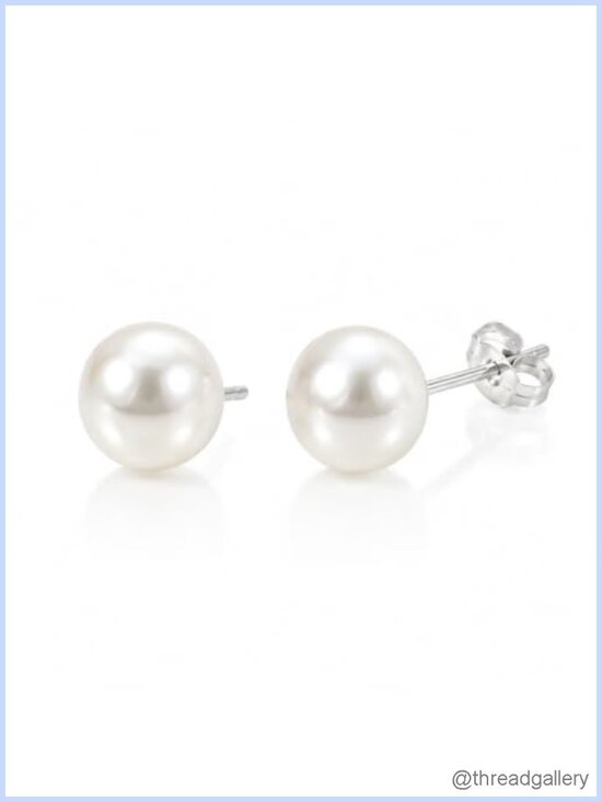 Jewelry - 8mm Freshwater Pearl Stud Earrings 925 Sterling Silver Push Back Gift